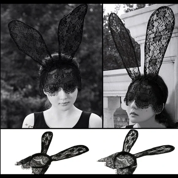 BLACK  SEXY LACE BUNNY EARS  HEADBAND VEIL *NWT* Bunny Lace Headband - Private Collection - Hunkemöller main image 2